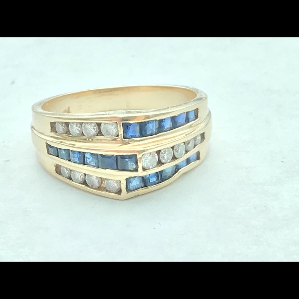 Vintage estate ring diamond sapphire band